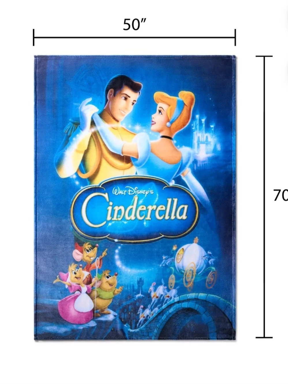 VHS Disney Cinderella Kids Blue Character Throw Blanket